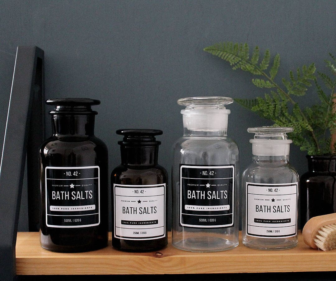 Refillable Clear Glass Bath Salts Jar Vintage Style Etsy