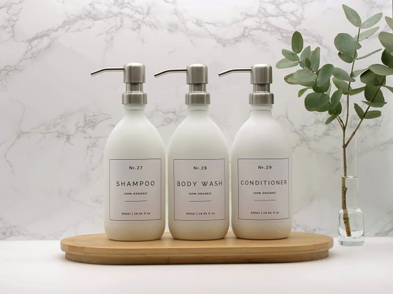 Set 2 Dispenser Sapone In Vetro 300ml - Ricaricabili Per Bagno E Cucina - Foto 3