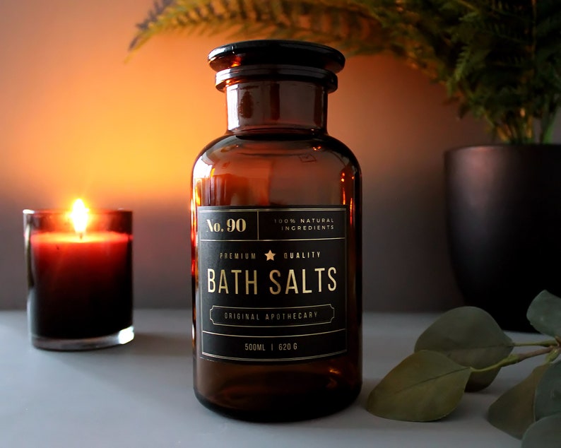 Amber Glass Apothecary Bath Salts Jar 500ml 16oz with Gold Etsy