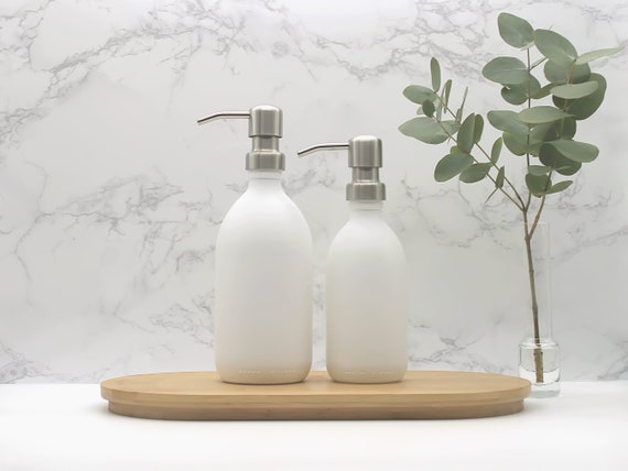 Set 2 Dispenser Sapone In Vetro 300ml - Ricaricabili Per Bagno E Cucina - Foto 12