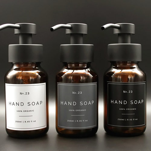 Apothecary Amber Glass Foaming Soap Dispenser With Copper Etsy