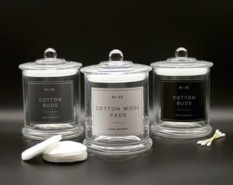 Clear Glass Bathroom Jar: Cotton Balls, Pads, Buds Storage Container