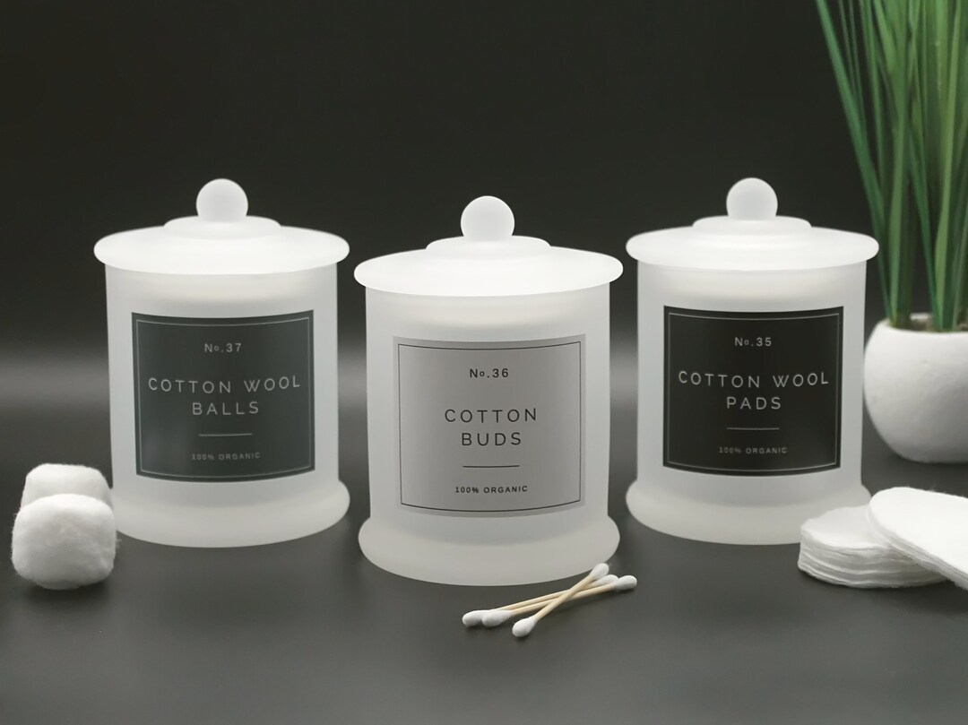 Glass Cotton Buds Holder Cotton Wool Pads Jar Cotton Wool Etsy