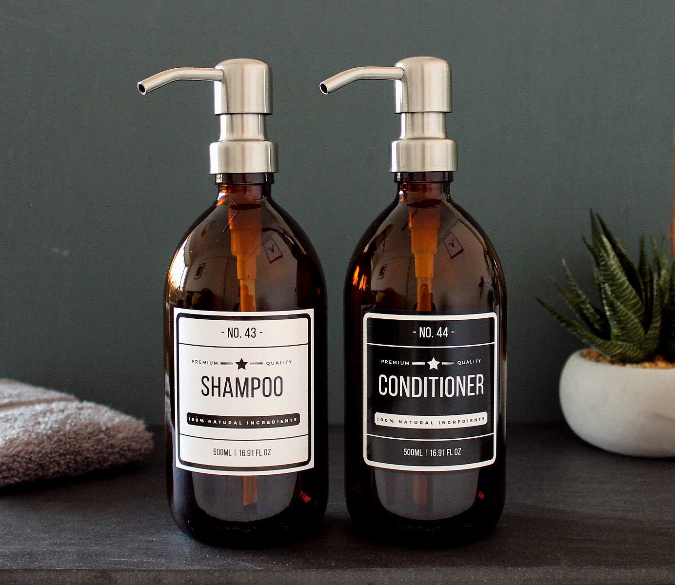 Amber Glass Shampoo Conditioner Dispenser Bottle 500ml with Etsy