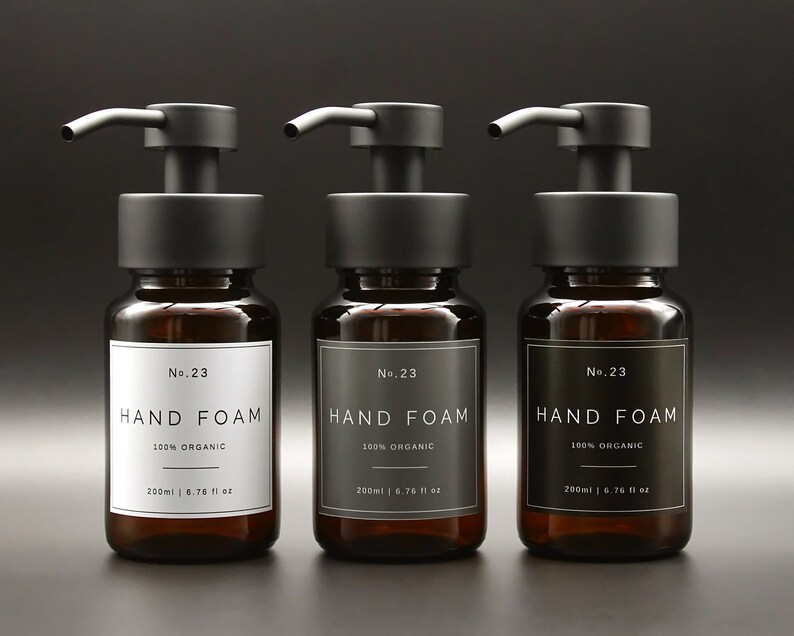 Amber Glass Apothecary Foaming Hand Soap Dispenser With White Etsy