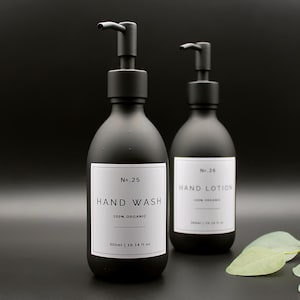 Matte Black Glass Dispenser Bottle: Refillable Hand Soap, Lotion, Face Wash