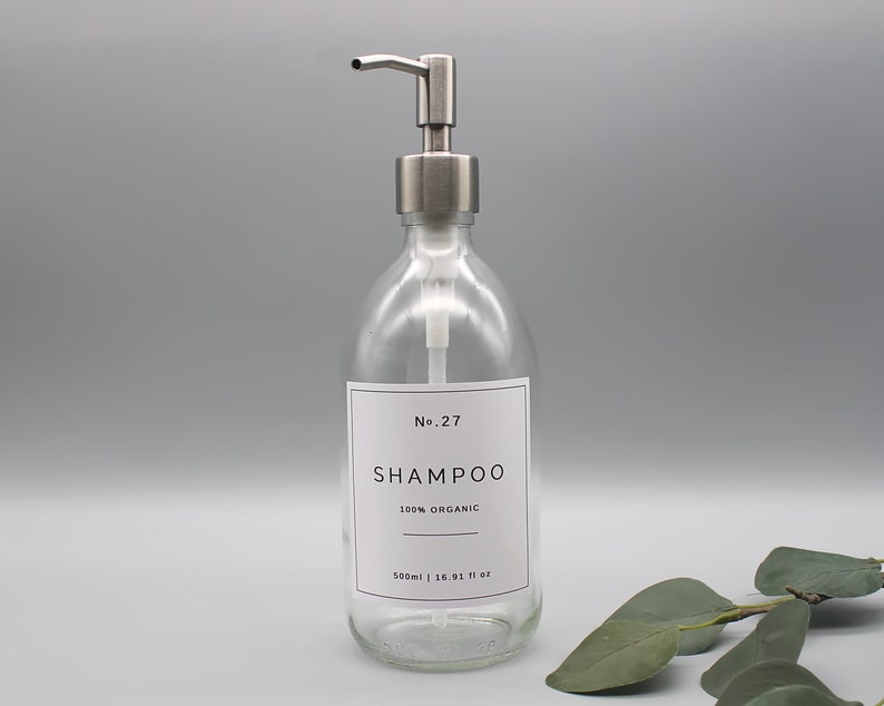 Clear Glass Apothecary Shampoo Conditioner Body Wash Etsy UK