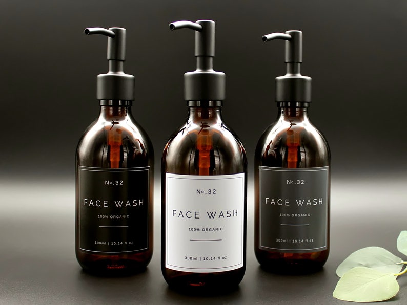 Face Wash Bottle Amber Glass Bottle Dispenser Refillable Etsy