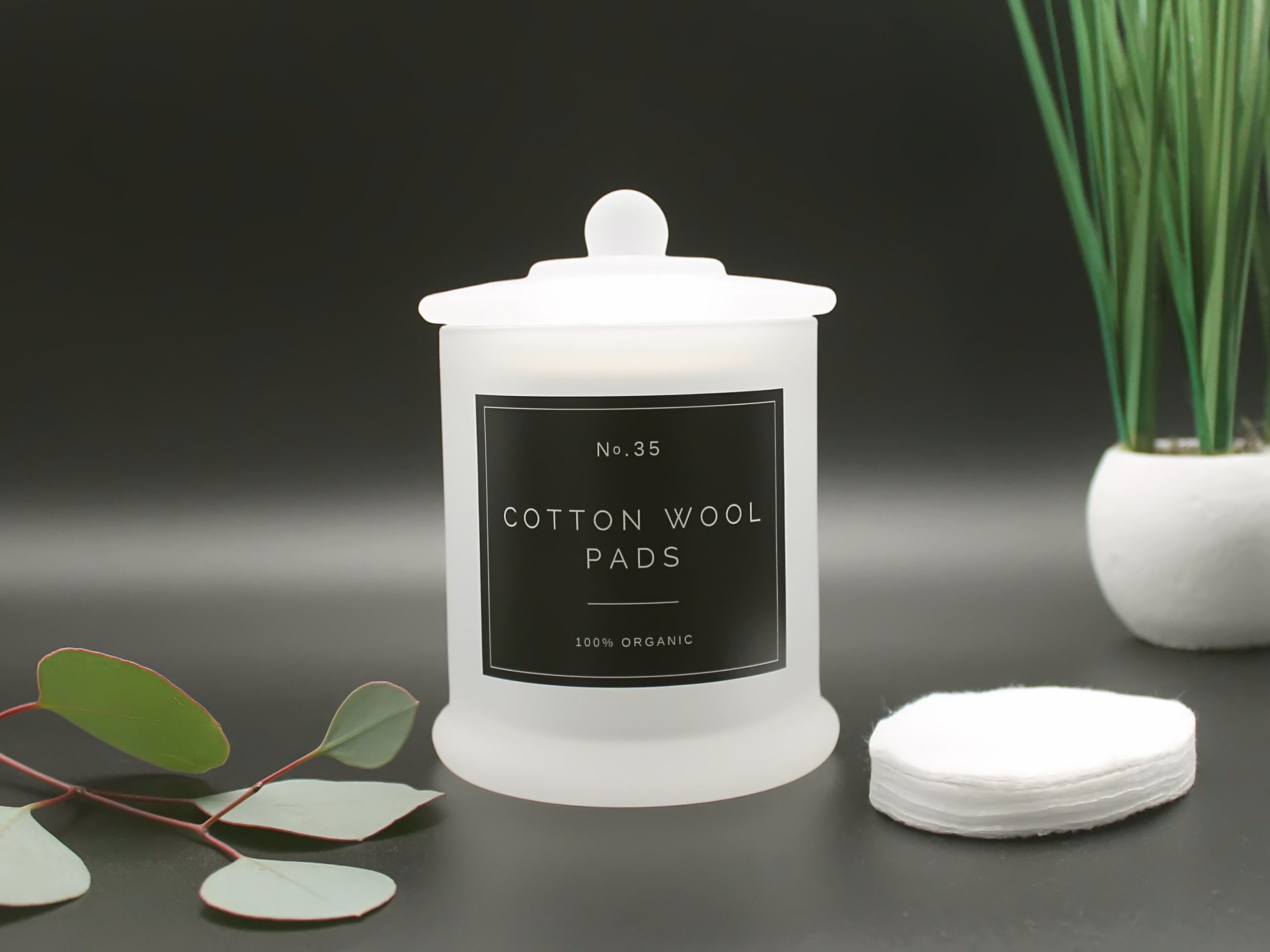 Glass Cotton Buds Holder Cotton Wool Pads Jar Cotton Wool Balls