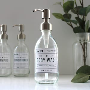 Refillable Clear Glass Soap Dispenser with Stainless Steel Pump