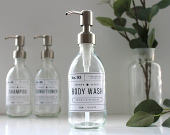 Refillable Clear Glass Soap Dispenser with Stainless Steel Pump