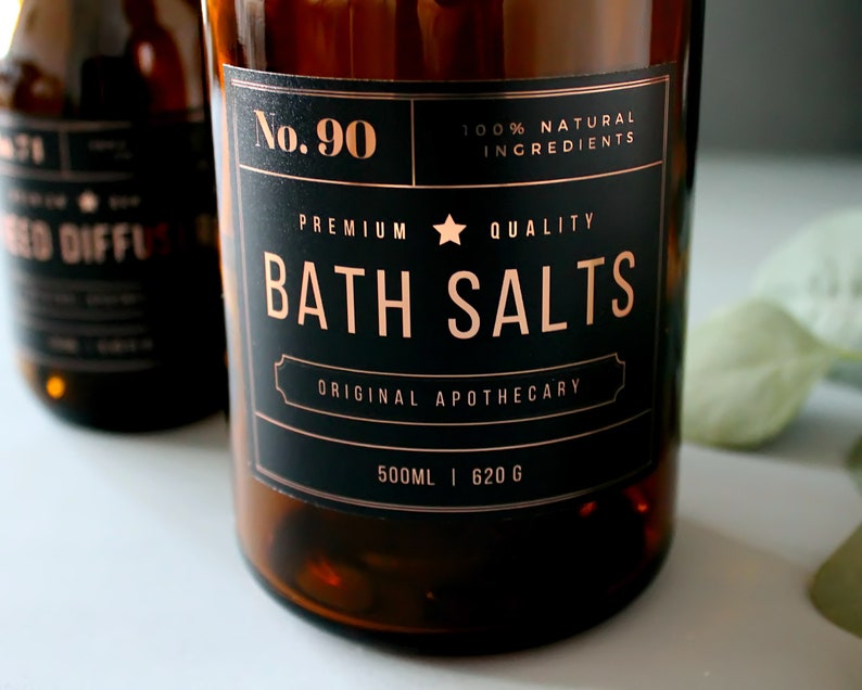Amber Glass Apothecary Bath Salts Jar 500ml 16oz With Copper Etsy