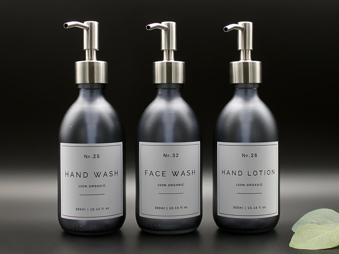 Hand Wash, Hand Lotion, Face Wash Dispenser Bottle in Smoke Grey Glass