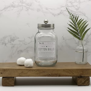 The Vintage Jar Co. Glass Bathroom Accessories Hand Soap Dispenser Toothbrush Holder Cotton Ball Jar Q-Tips Jar Stainless Steel Cotton Ball Jar