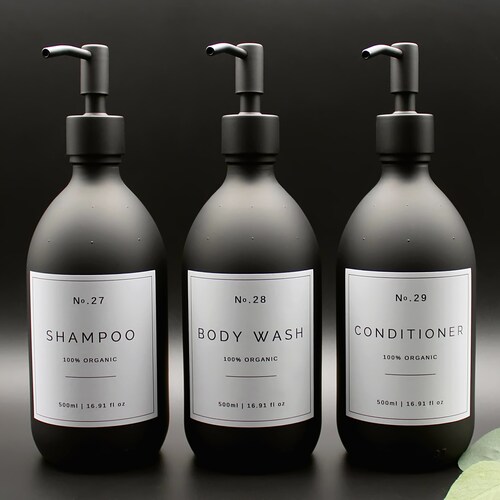 Matt Black Minimal White Label Shampoo and Conditioner Pump Etsy