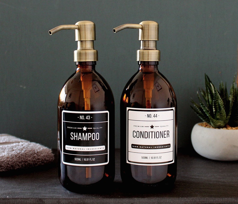 Amber Glass Shampoo Conditioner Dispenser Bottle 500ml with Etsy
