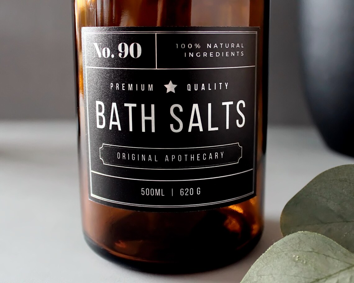 Amber Glass Apothecary Bath Salts Jar 500ml 16oz With Silver Etsy UK