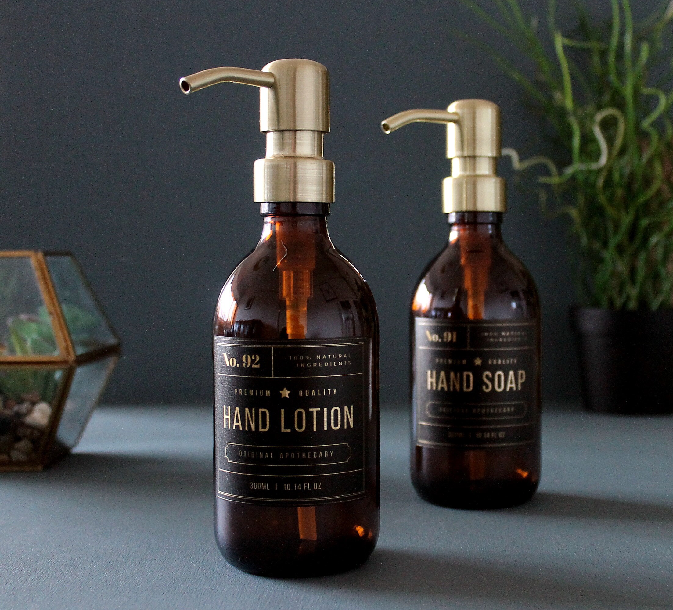 Amber Glass Hand Soap Hand Lotion Dispenser Bottle With Etsy UK