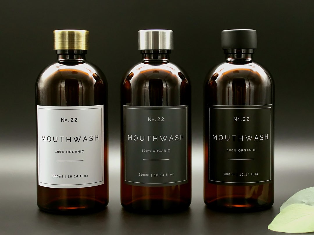 Reusable Mouthwash Bottle in Amber Glass With Black Brass or Etsy UK