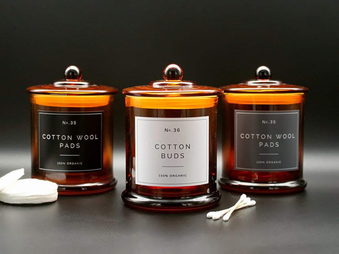 Cotton Buds Holder, Cotton Wool Pads Jar, Cotton Wool Balls Container