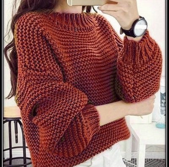 Red Chunky arm knit sweater handmade sweater Knit sweater Etsy
