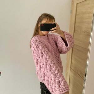 Hand knit Womens pullover hand knit womens wool oversized sweater 100% wool handmade PRE-ORDER image 7