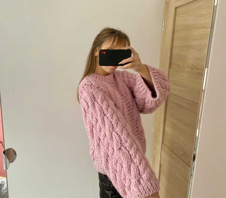 Hand knit Womens pullover hand knit womens wool oversized sweater 100% wool handmade PRE-ORDER image 7