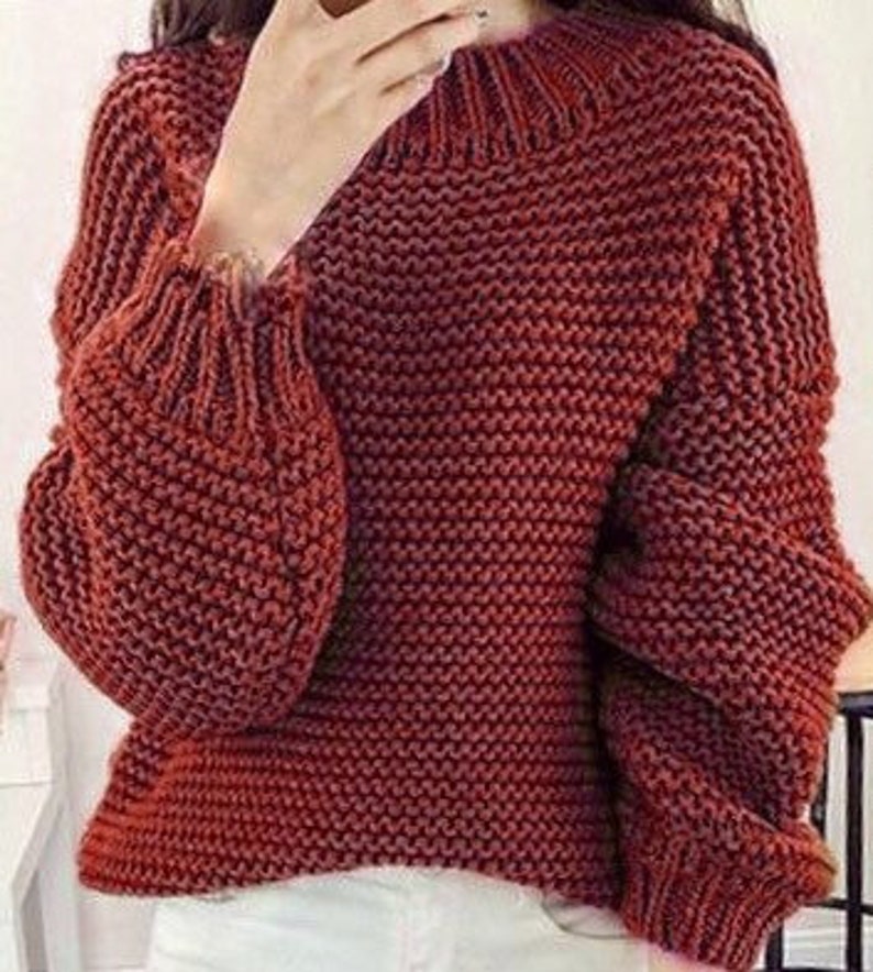 Red Chunky arm knit sweater handmade sweater Knit sweater Etsy