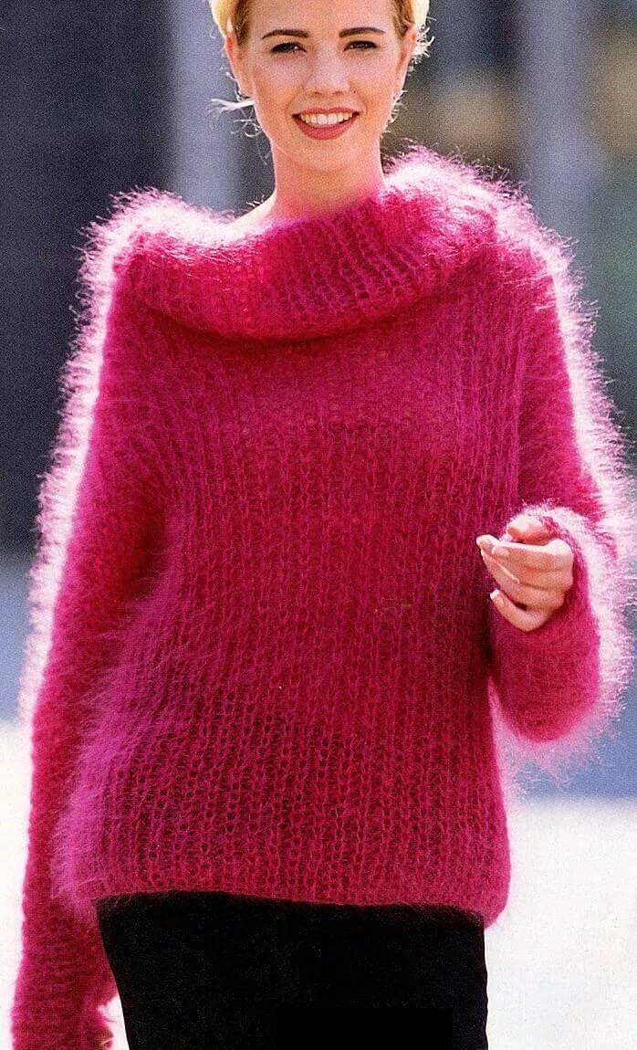 Long Turtleneck Red Mohair Sweater Long Collared Sweater Hand Knit ...