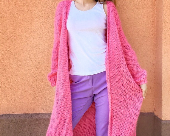 coral long cardigan