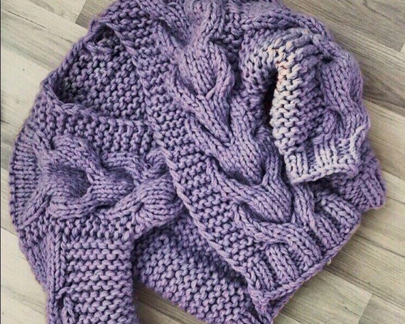 purple wool cardigan