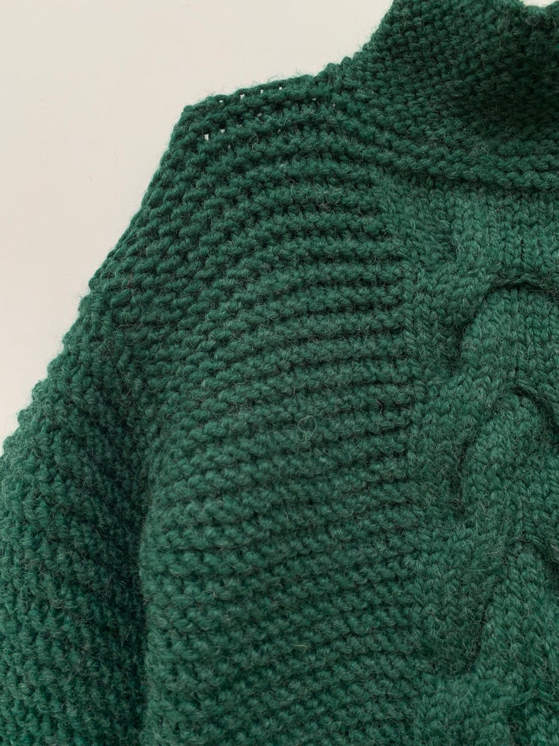 Green Chunky Sweater Chunky Arm Knit Sweater Cable Knit Etsy
