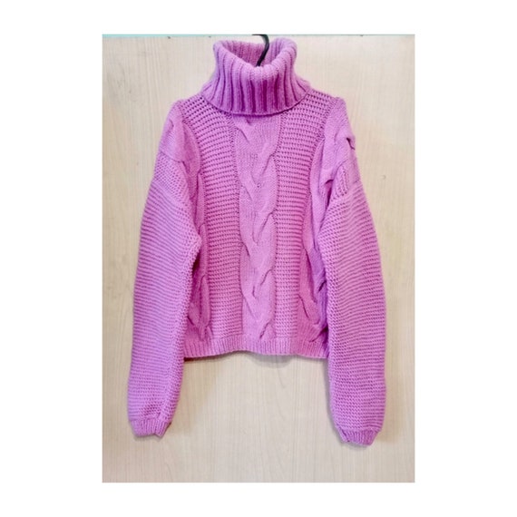 hot pink cable knit sweater
