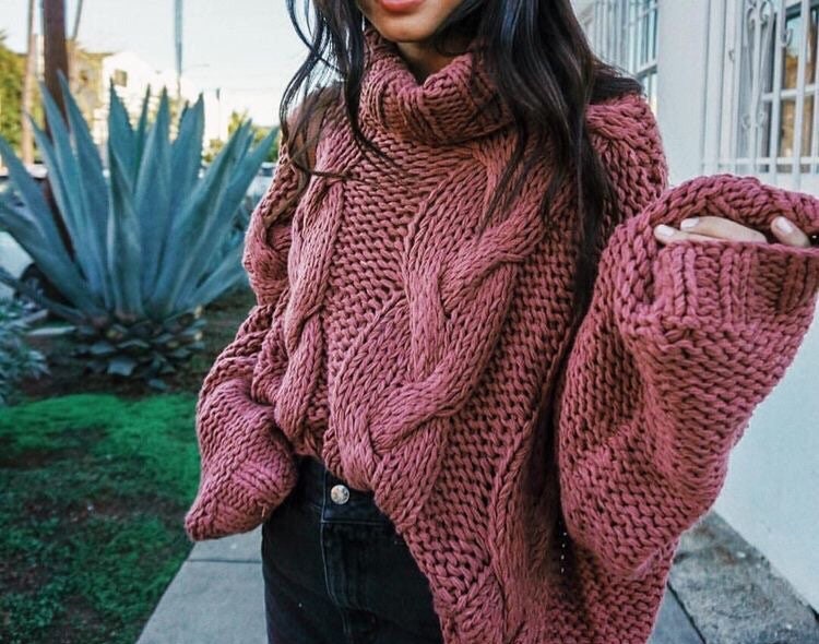 Women Red Chunky arm knit sweater handmade sweater Knit Etsy
