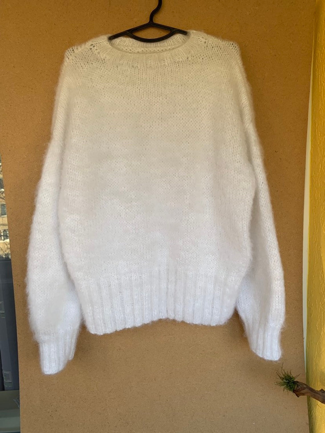 White Mohair Sweater Long Oversized Hand Knit Sweater Kid Mohair Yarn ...