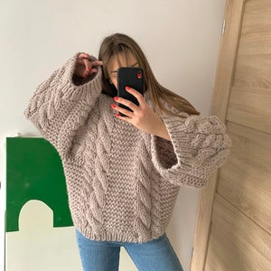 Hand knit Womens pullover hand knit womens wool oversized sweater 100% wool handmade PRE-ORDER image 6