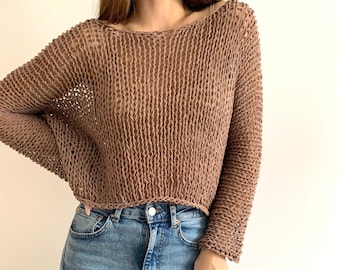 Cocoa knit cotton sweater Hand Knit cotton women sweater