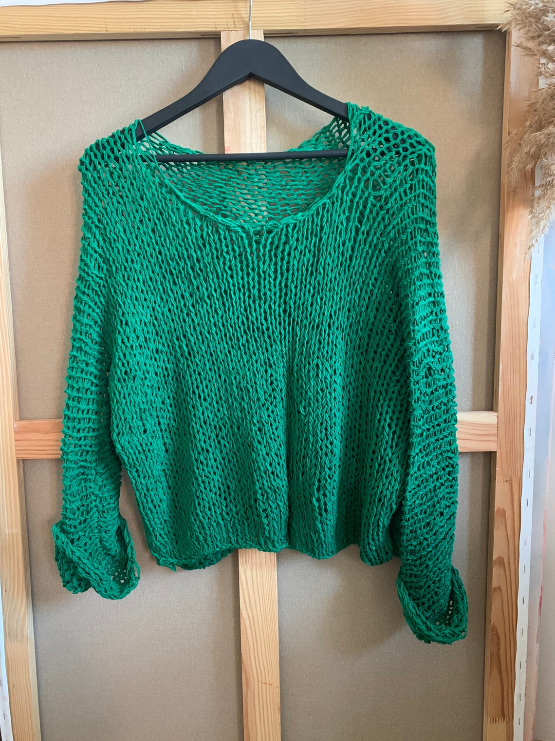 Cocoa Knit Cotton Sweater Hand Knit Cotton Women Sweater Loose Cotton