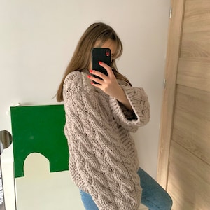 Hand knit Womens pullover hand knit womens wool oversized sweater 100% wool handmade PRE-ORDER image 4