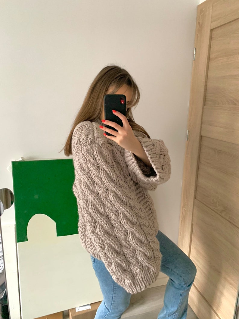 Hand knit Womens pullover hand knit womens wool oversized sweater 100% wool handmade PRE-ORDER image 4