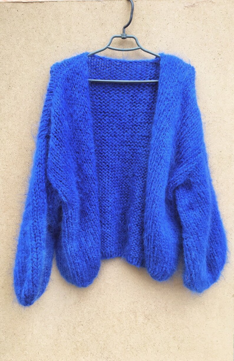 Mohair Coral Cardigan Hand Knit Women Cardigan Angora Wool Etsy