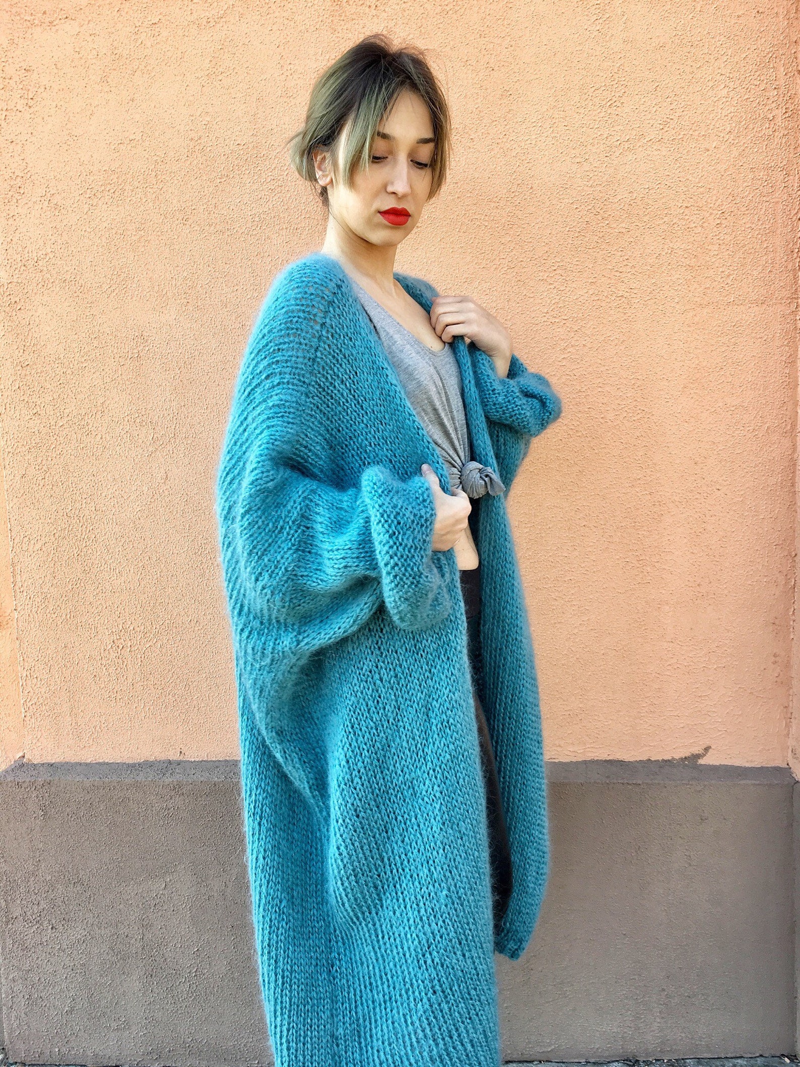 White Mohair chunky oversized cardigan Super oversized white Etsy