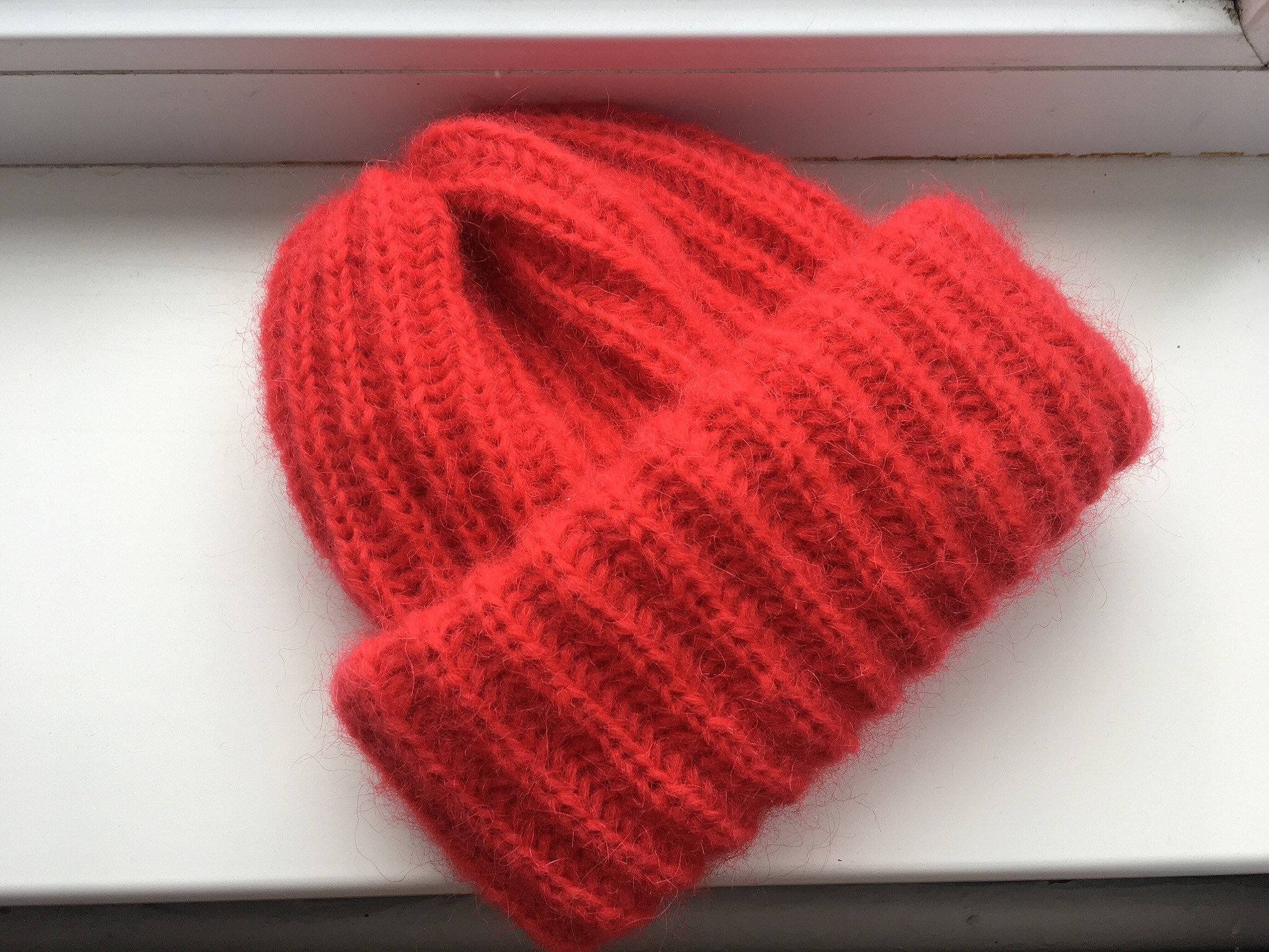 Red Mohair Beanie Hand Knit Beanie Wool 
