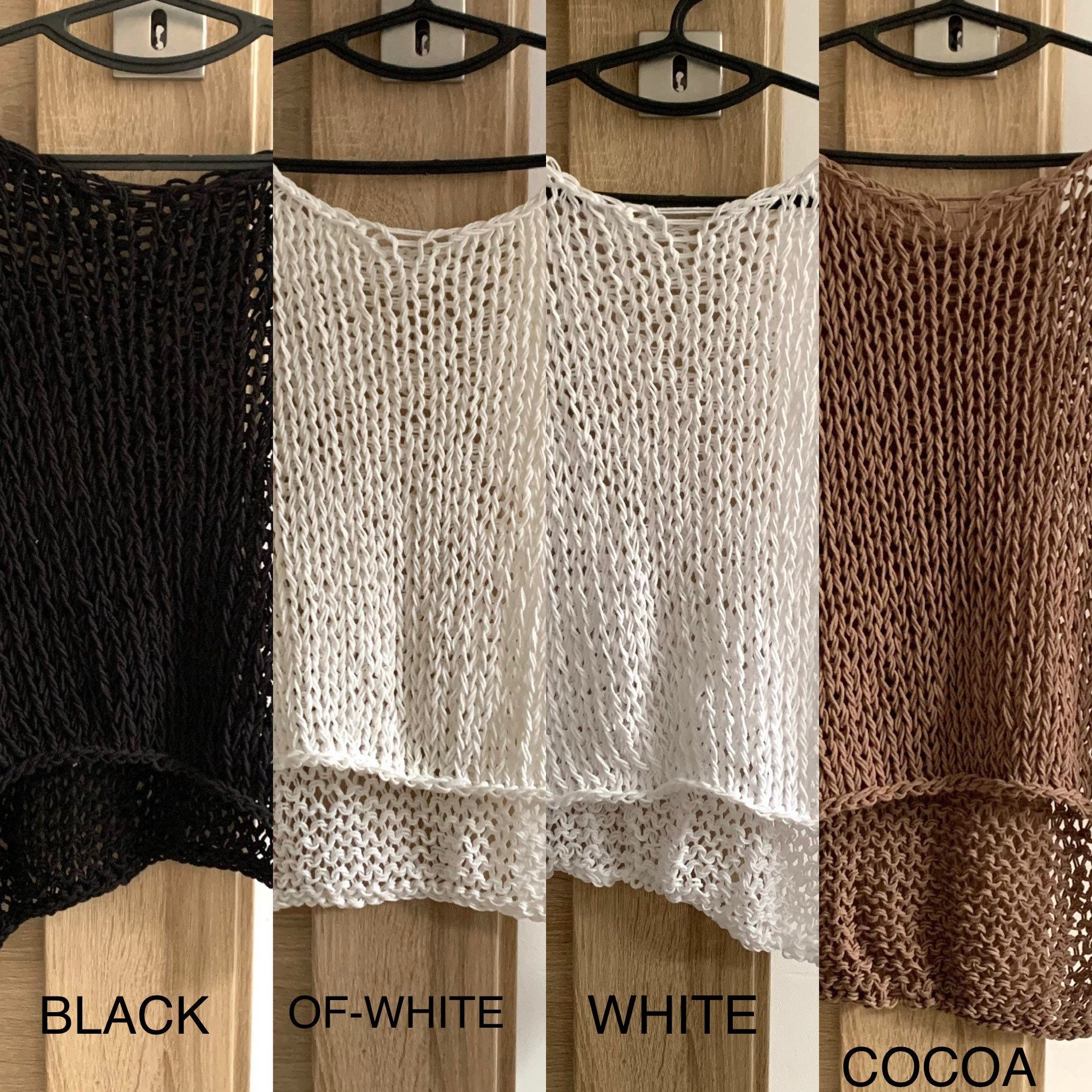 White Knit Cotton Top Hand Knit Cotton Top Summer Cotton Top Mesh