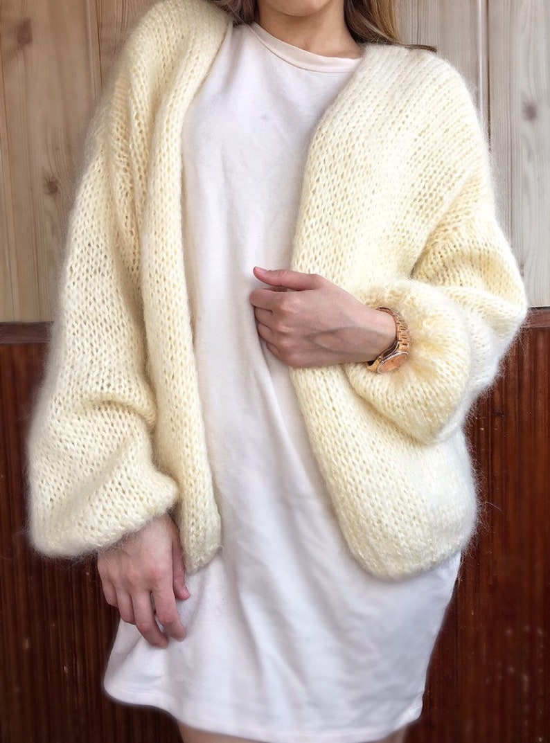 White women cardigan Mohair cardigan Hand Knit women | Etsy