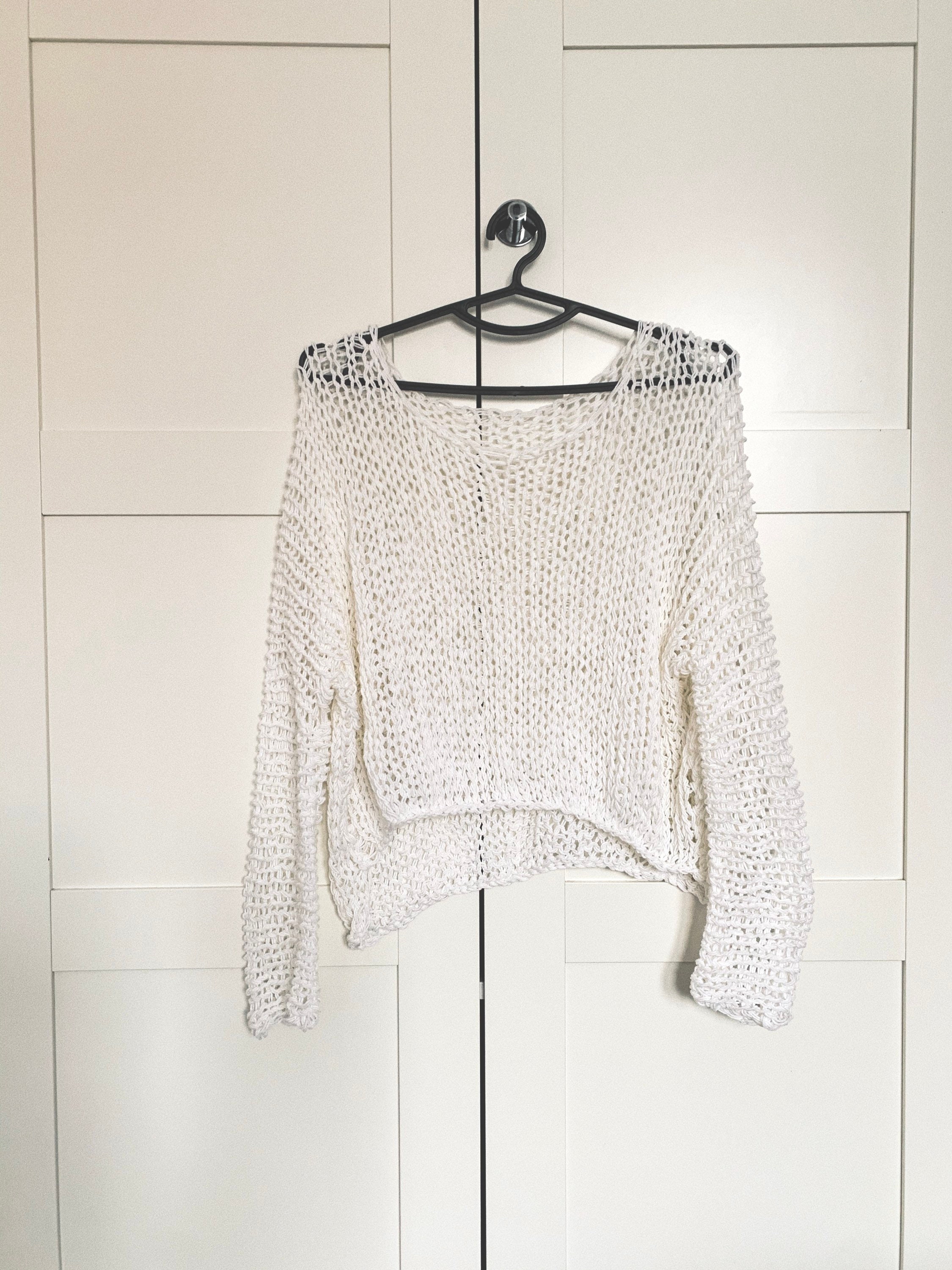 Beige Knit Cotton Sweater Hand Knit Cotton Women Sweater - Etsy