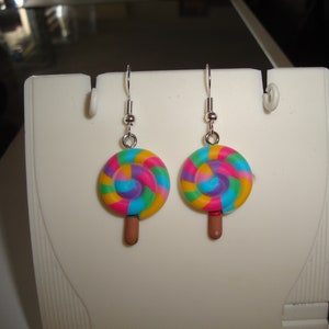 pair of resin lollipop earrings, nickel-free silver hook