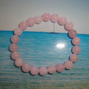 rose quartz pearl bracelet 6 mm or 8 mm elastic size gemstone