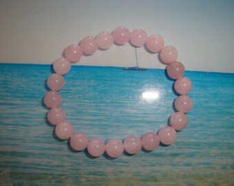 rose quartz pearl bracelet 6 mm or 8 mm elastic size gemstone