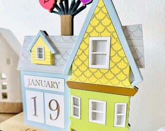 Disney UP House Daily Calendar, Number and Month Calendar, Disney UP Ellie and Karl personalised calendar